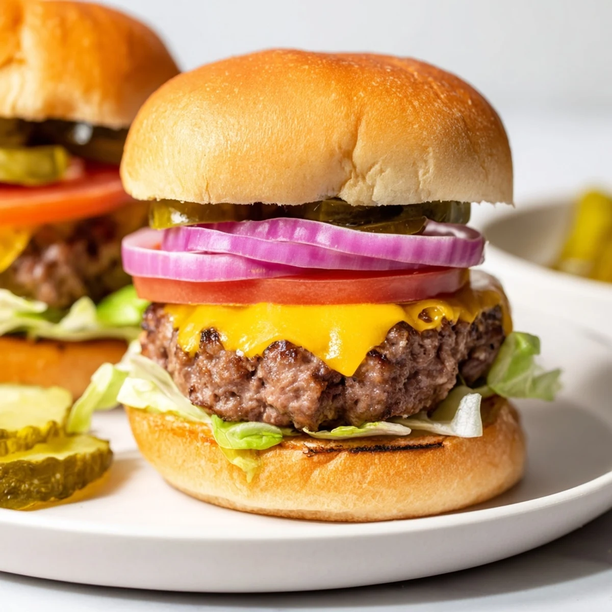 Hot mini burgers with gooey cheddar, served on soft slider buns with tomato and onion slices for a satisfying game day snack.