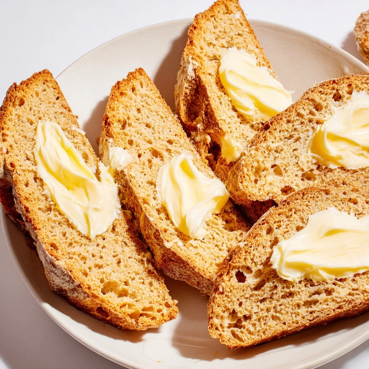 Golden-brown Irish soda bread loaf cooling on a wire rack, ready for slathering with butter.  