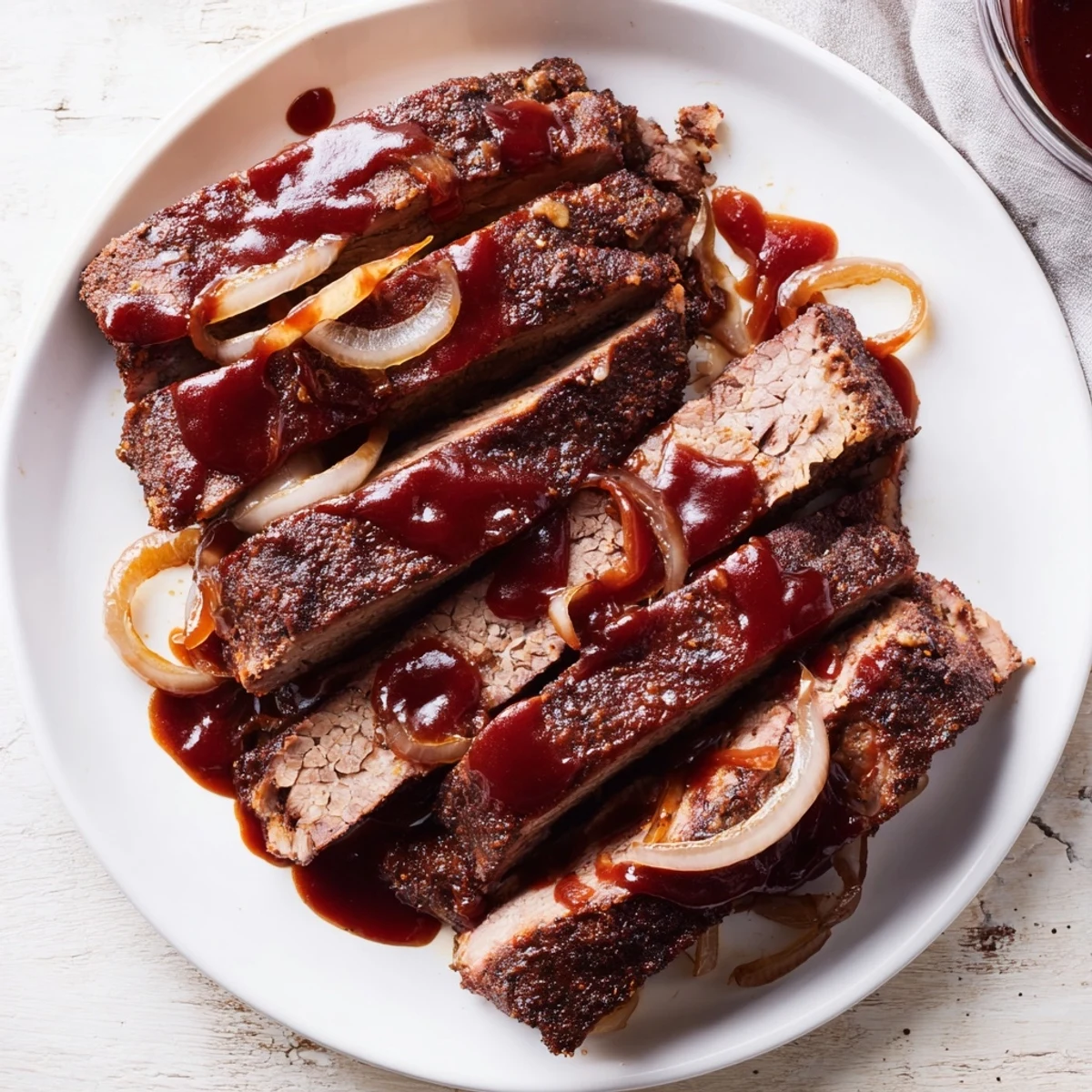 Slow Cooked Beef Brisket with BBQ Sauce resting on a wooden board ready for shredding and serving to guests.