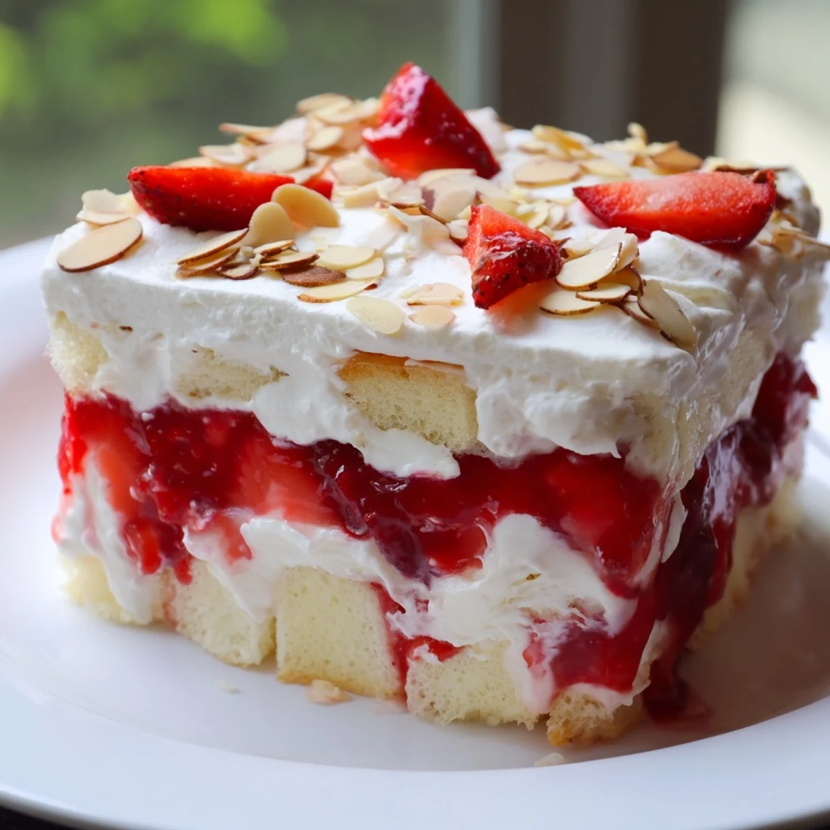 Layers of angel food cake and vanilla pudding create a creamy, summery dessert perfect for gatherings.  