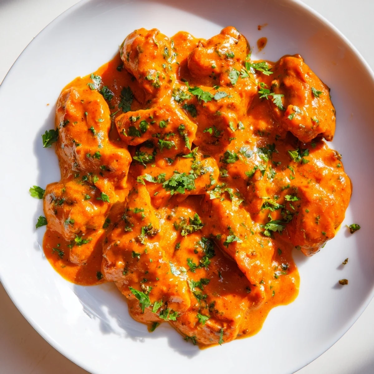 Spiced butter chicken and vegetable fritters on a rustic table, ready for a cozy dinner.