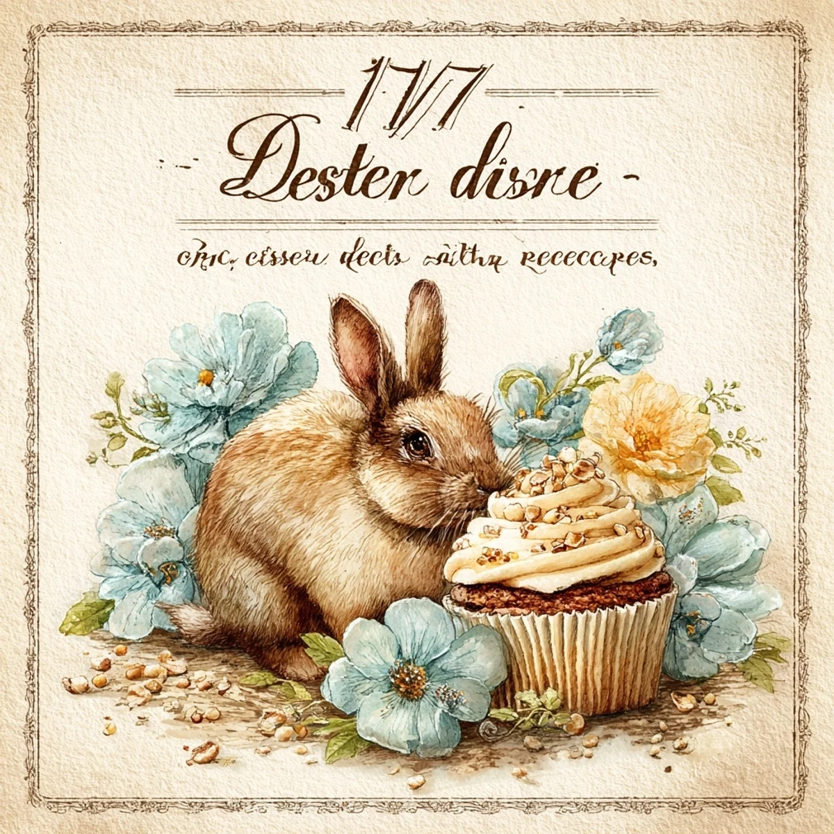 Colorful spread of easy Easter desserts featuring carrot cake cupcakes and bunny cookies on pastel serving plates