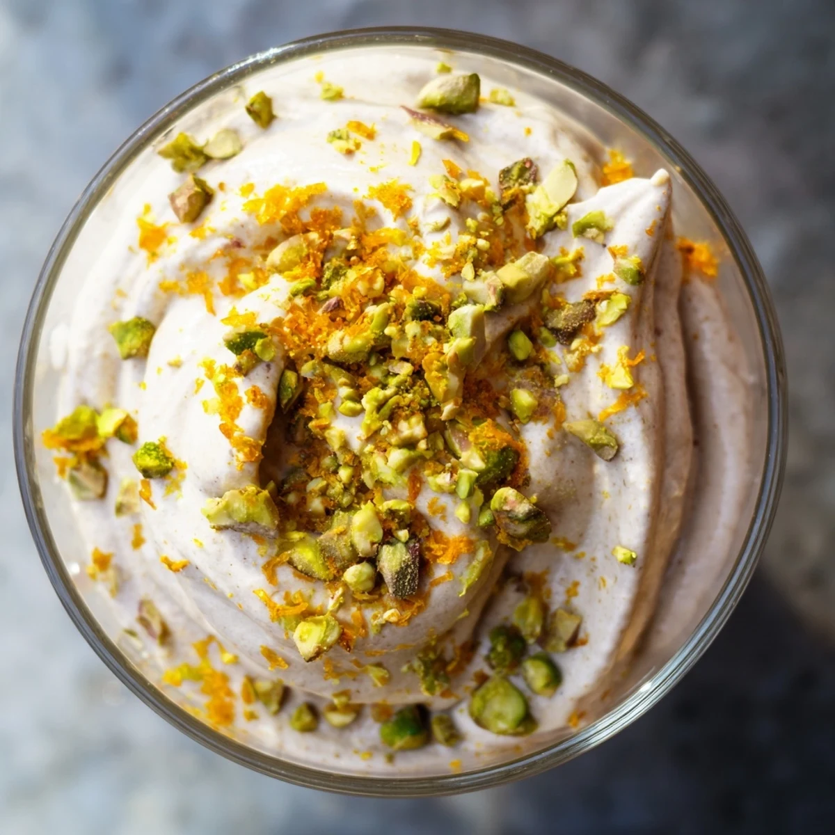 Smooth floral mousse featuring sweet Medjool dates and orange blossom water served in individual glasses