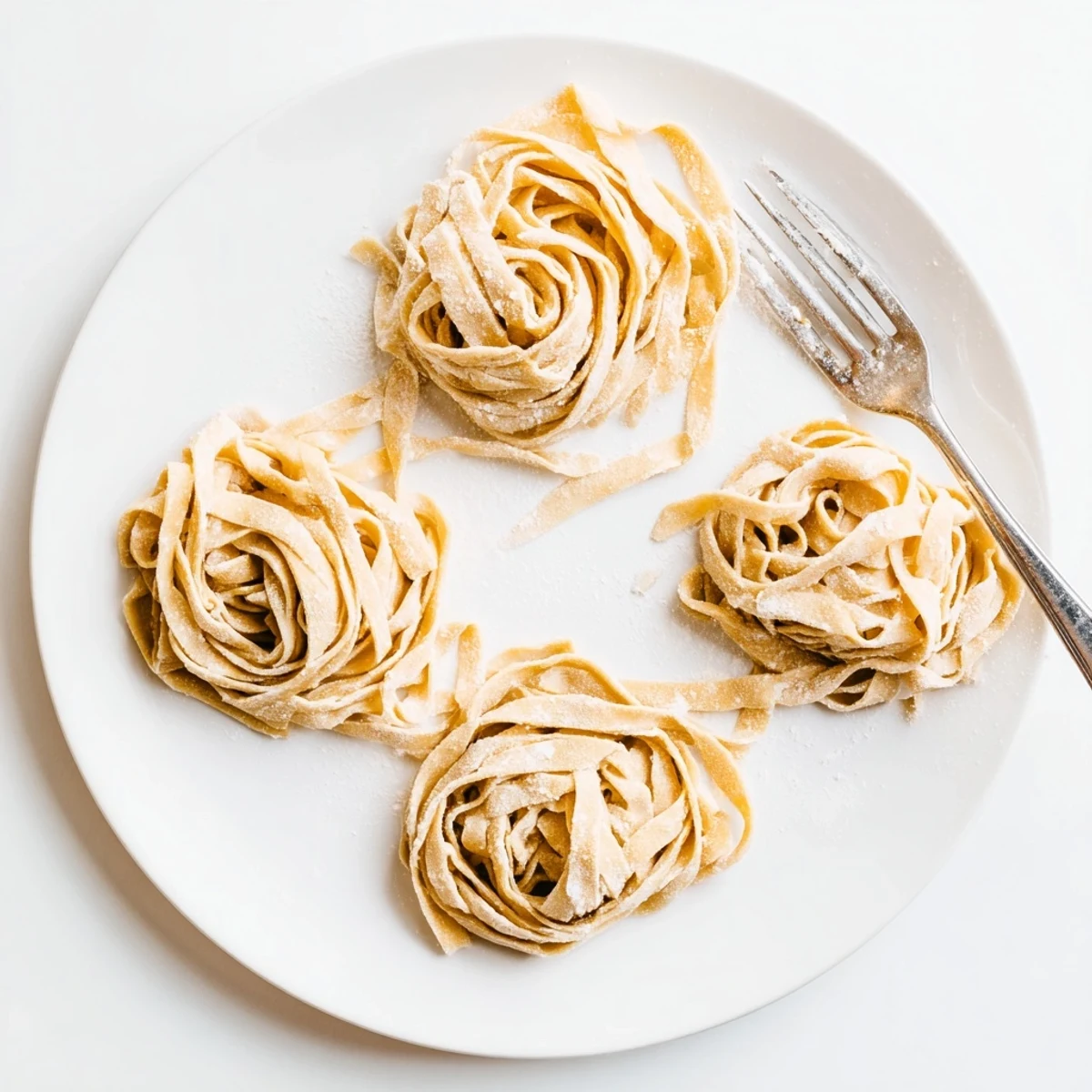 Handcrafted sourdough pasta noodles ready for boiling in a large white pot