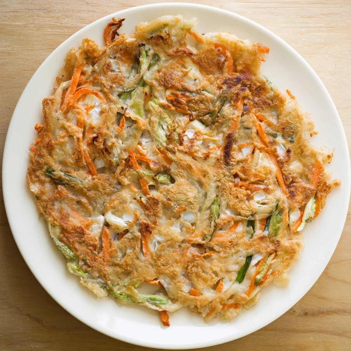 Garden-fresh Korean pancakes featuring tender scallions and crispy golden edges served with dipping sauce