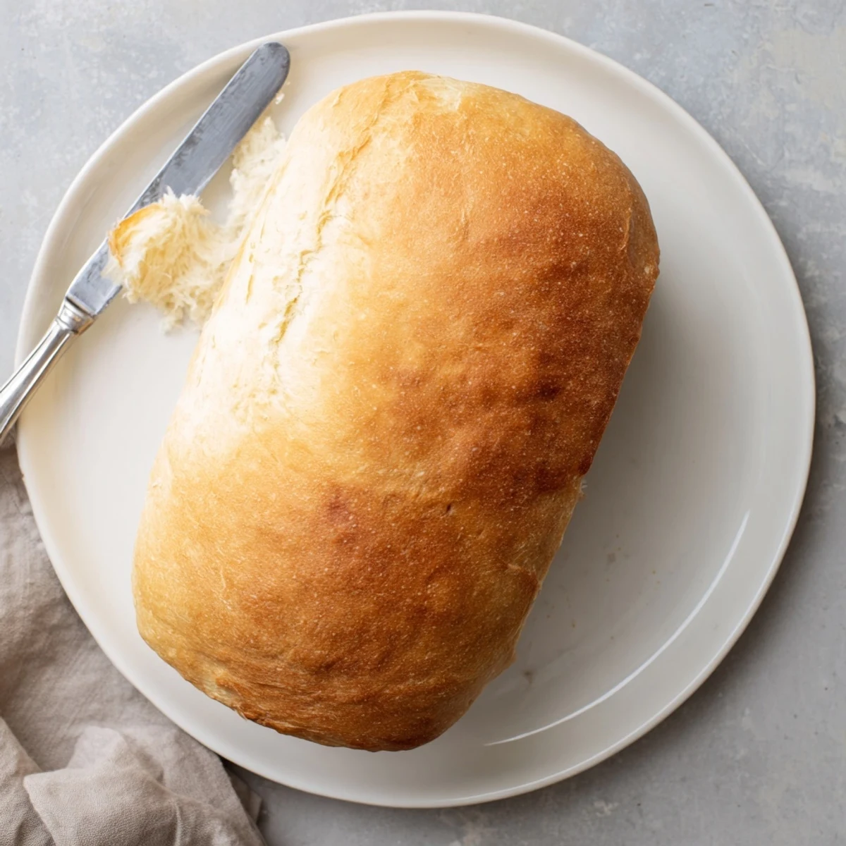 Soft homemade Amish white bread torn apart revealing tender white interior crumb