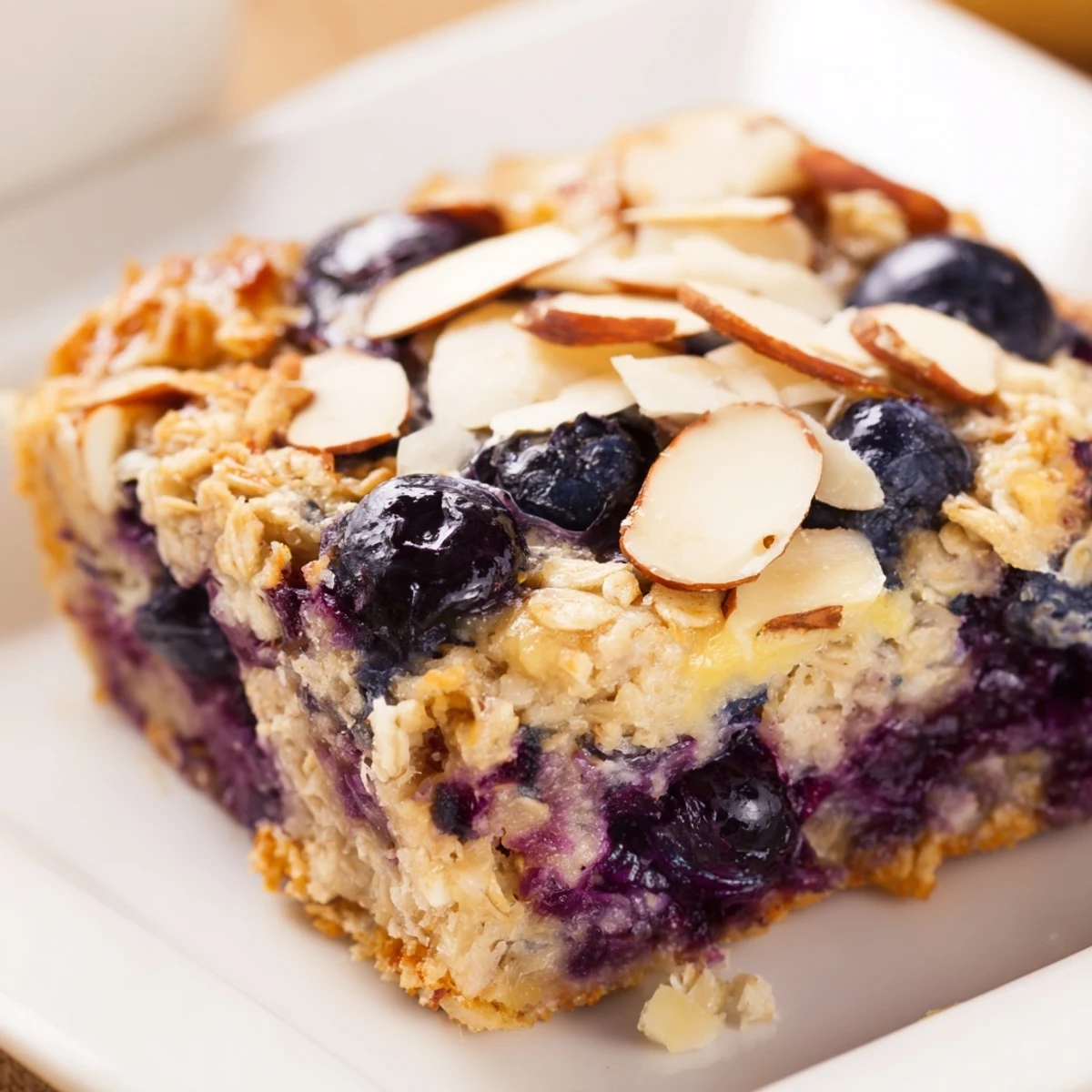 Golden blueberry cottage cheese breakfast bake with juicy berries and creamy texture