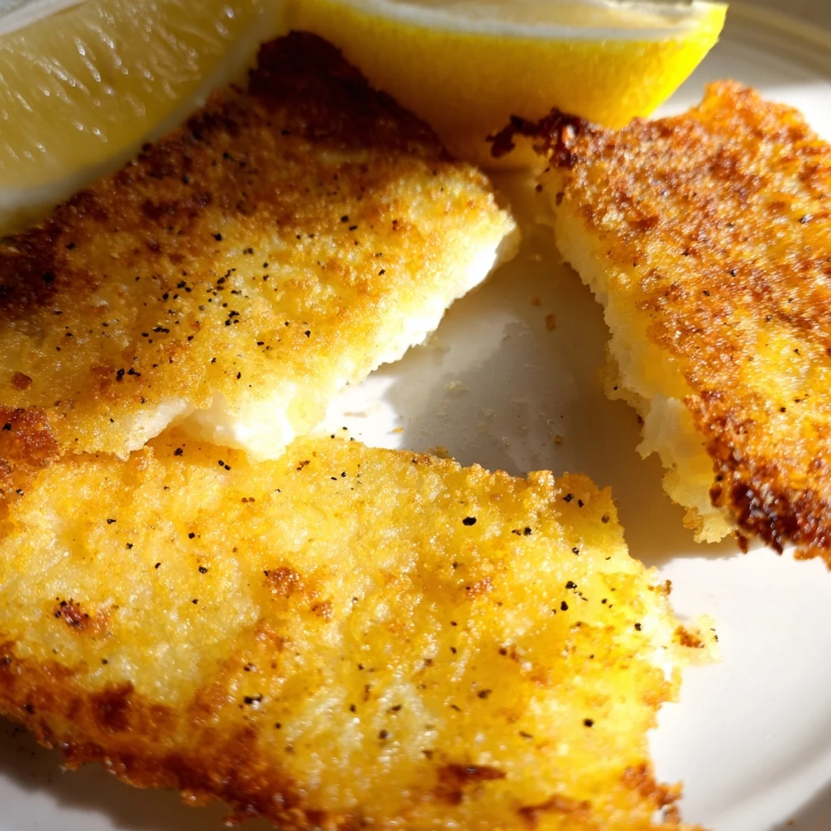 Golden crispy Greek fried cheese sizzling in pan with fresh lemon wedges nearby