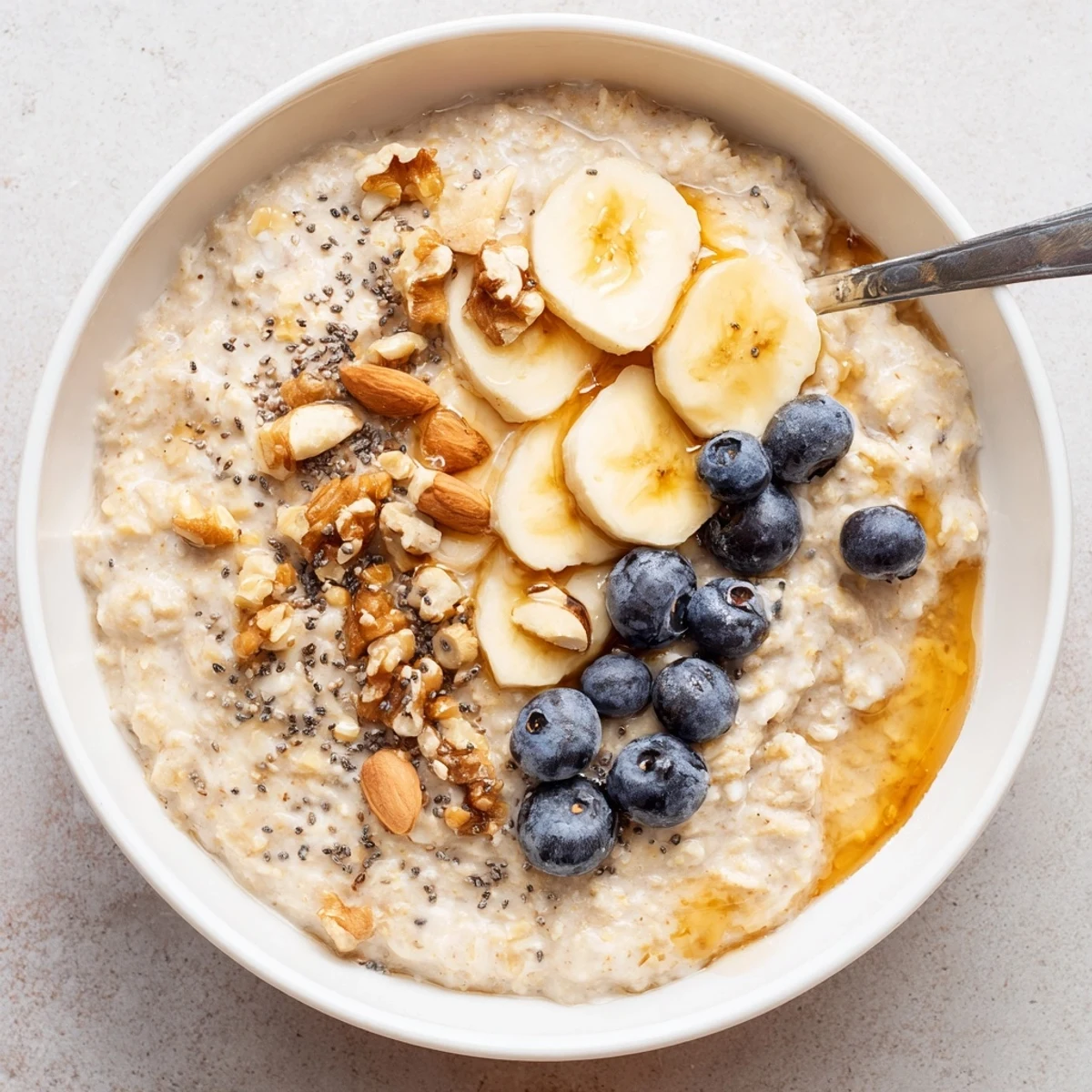 Hearty Protein Oatmeal in saucepan before serving, aroma of cinnamon.