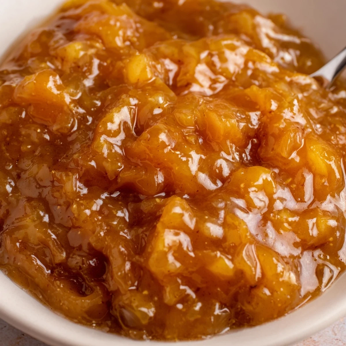 Six jars of Fall Caramel Apple Jam cooling, spiced apple scent filling kitchen