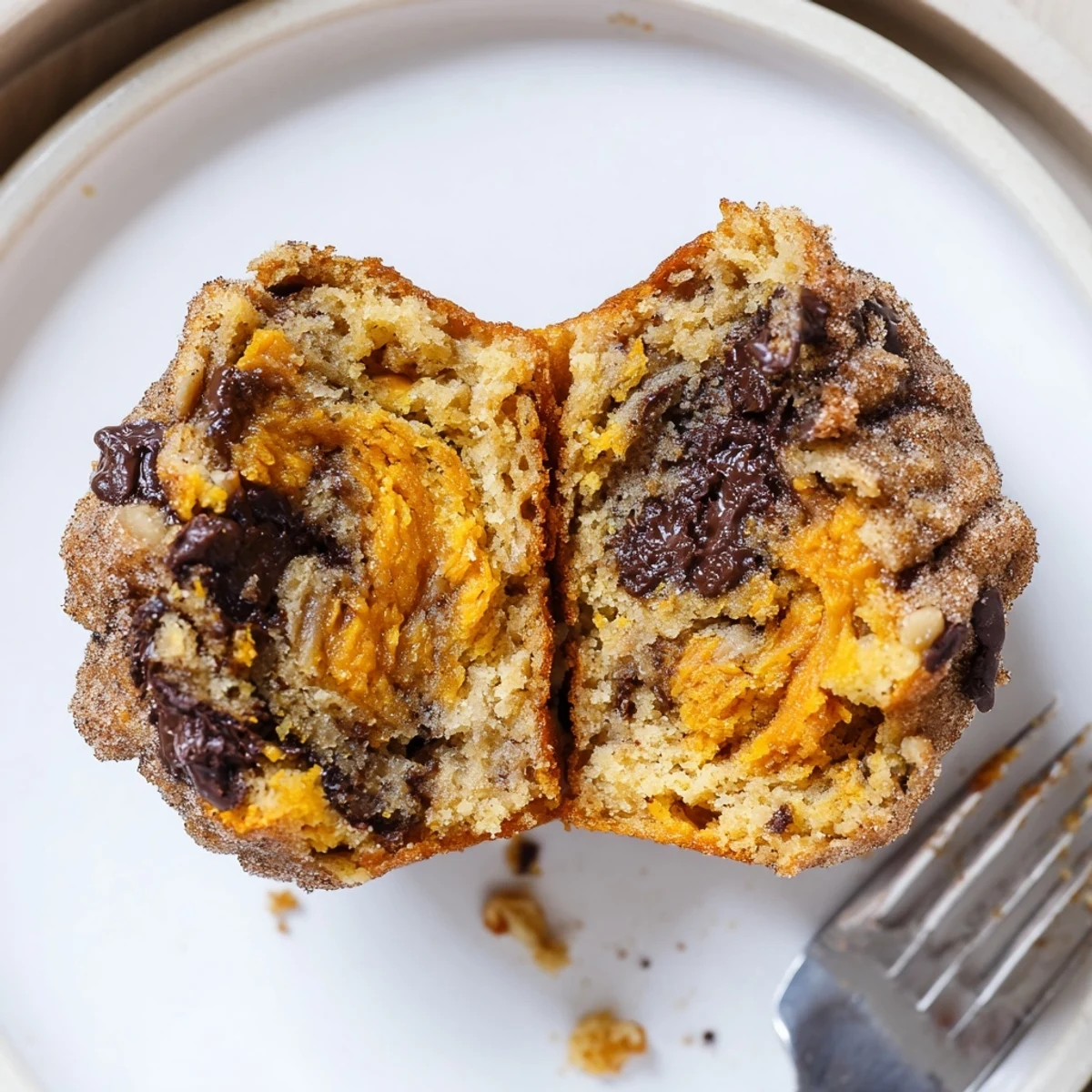Golden Pumpkin Banana Muffins Recipe dotted with walnuts and chocolate chips, tender