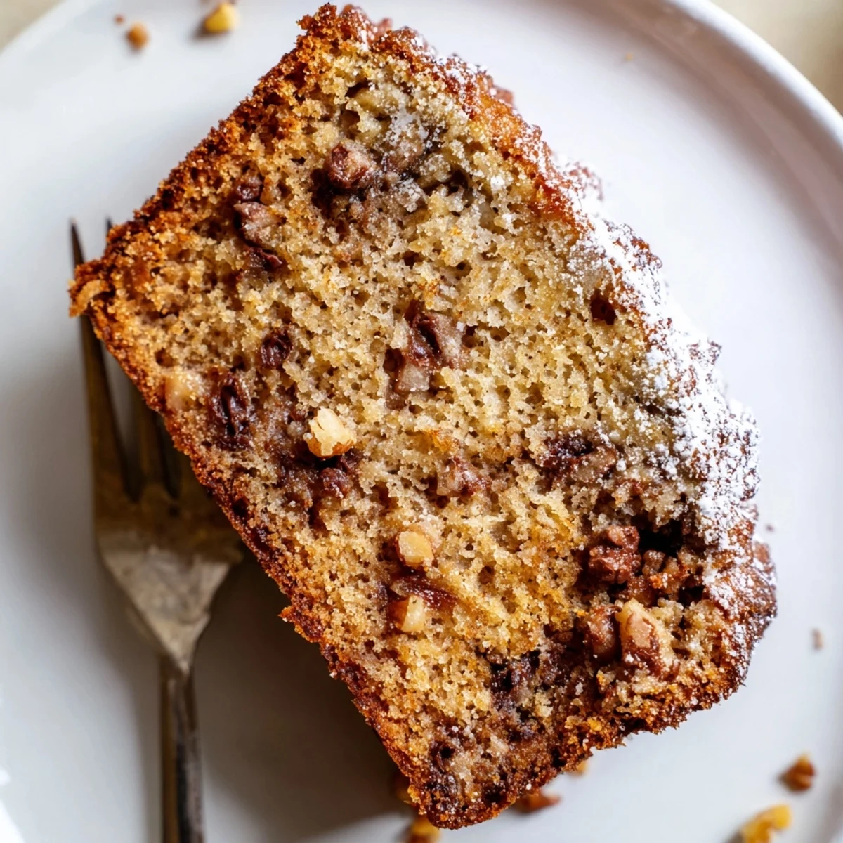 Banana Bread Cake Recipe warm from oven, moist crumb and golden top