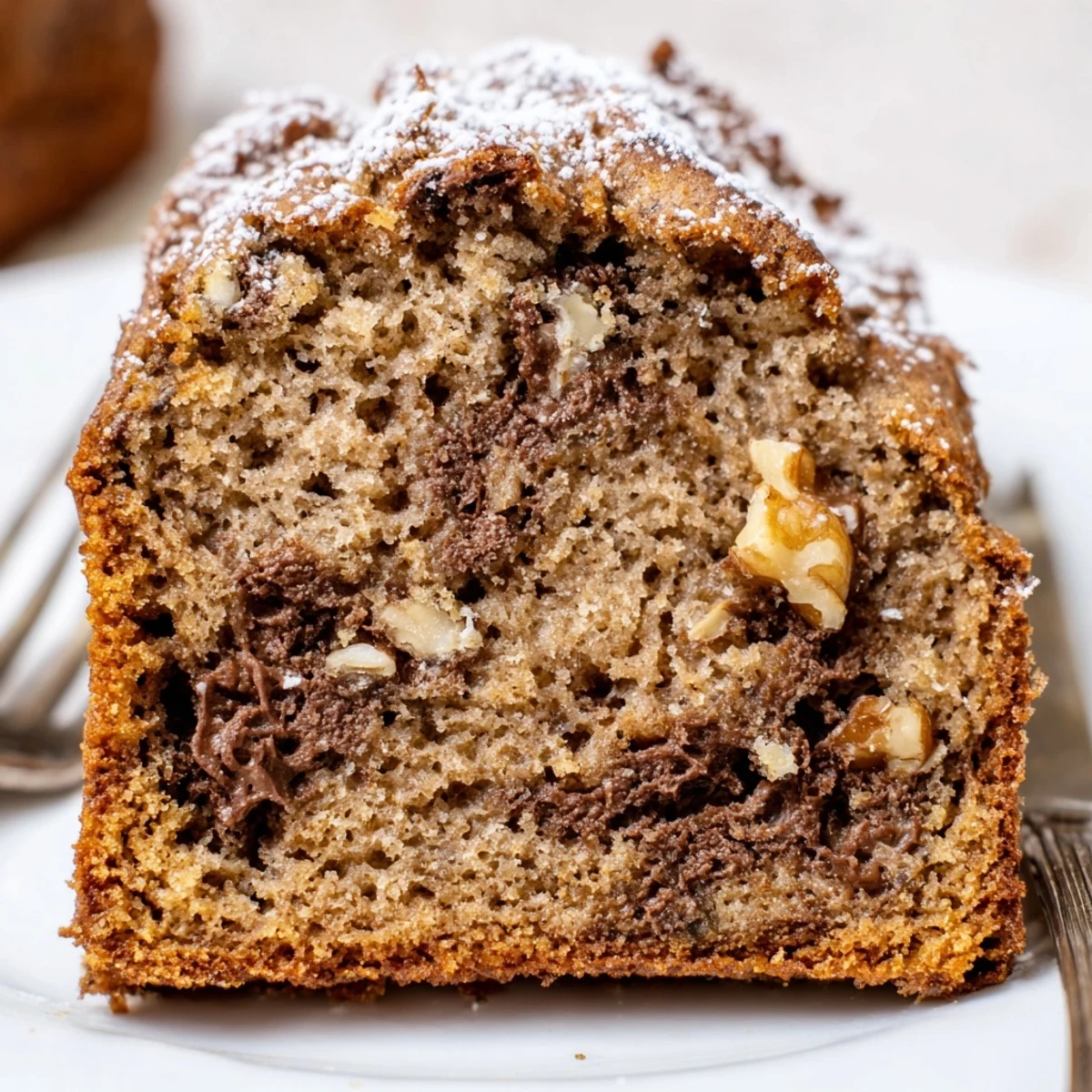 Warm slice topped with cream cheese frosting, Banana Bread Cake Recipe