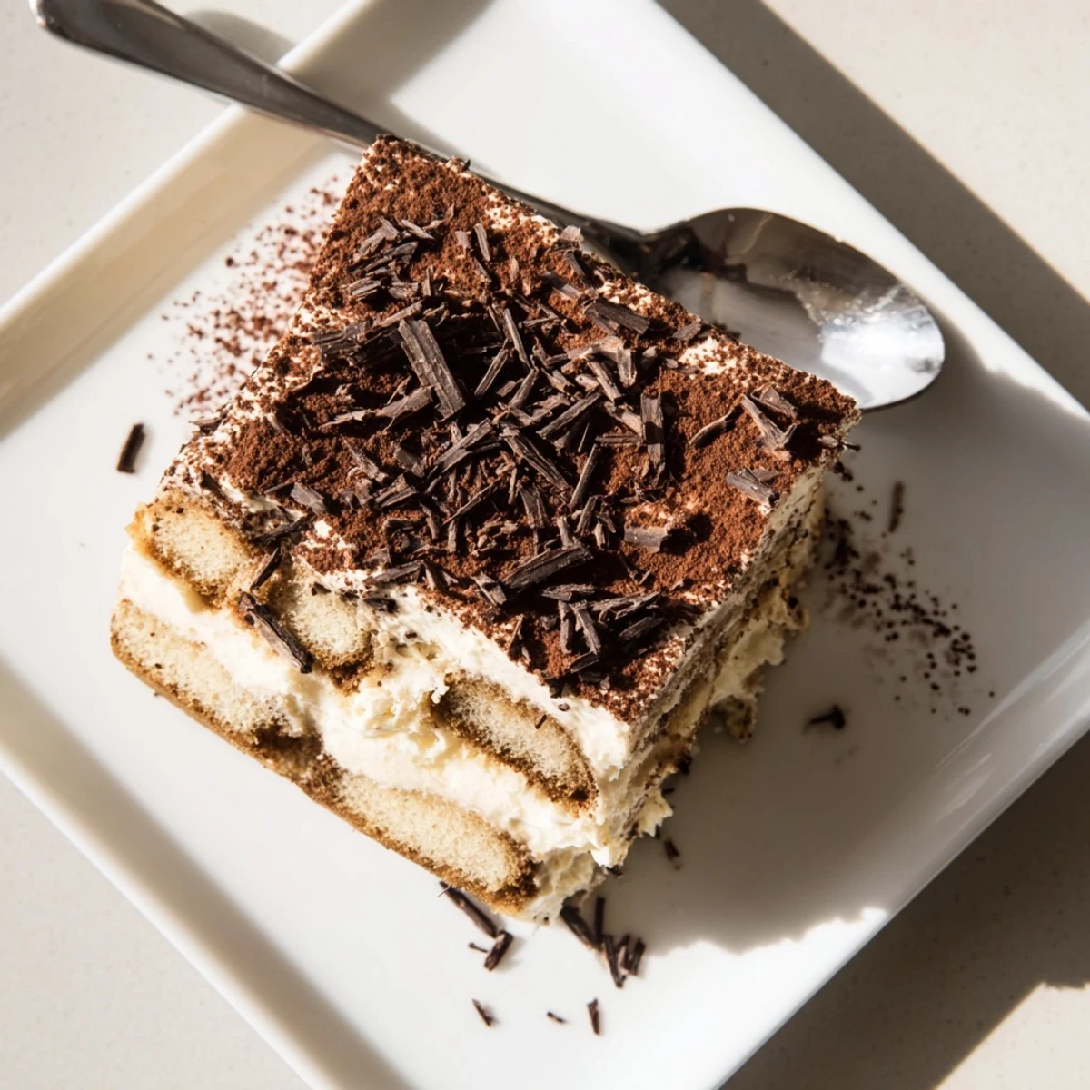 Classic Italian tiramisu recipe featuring layers of espresso-soaked ladyfingers and velvety mascarpone cream topped with cocoa powder