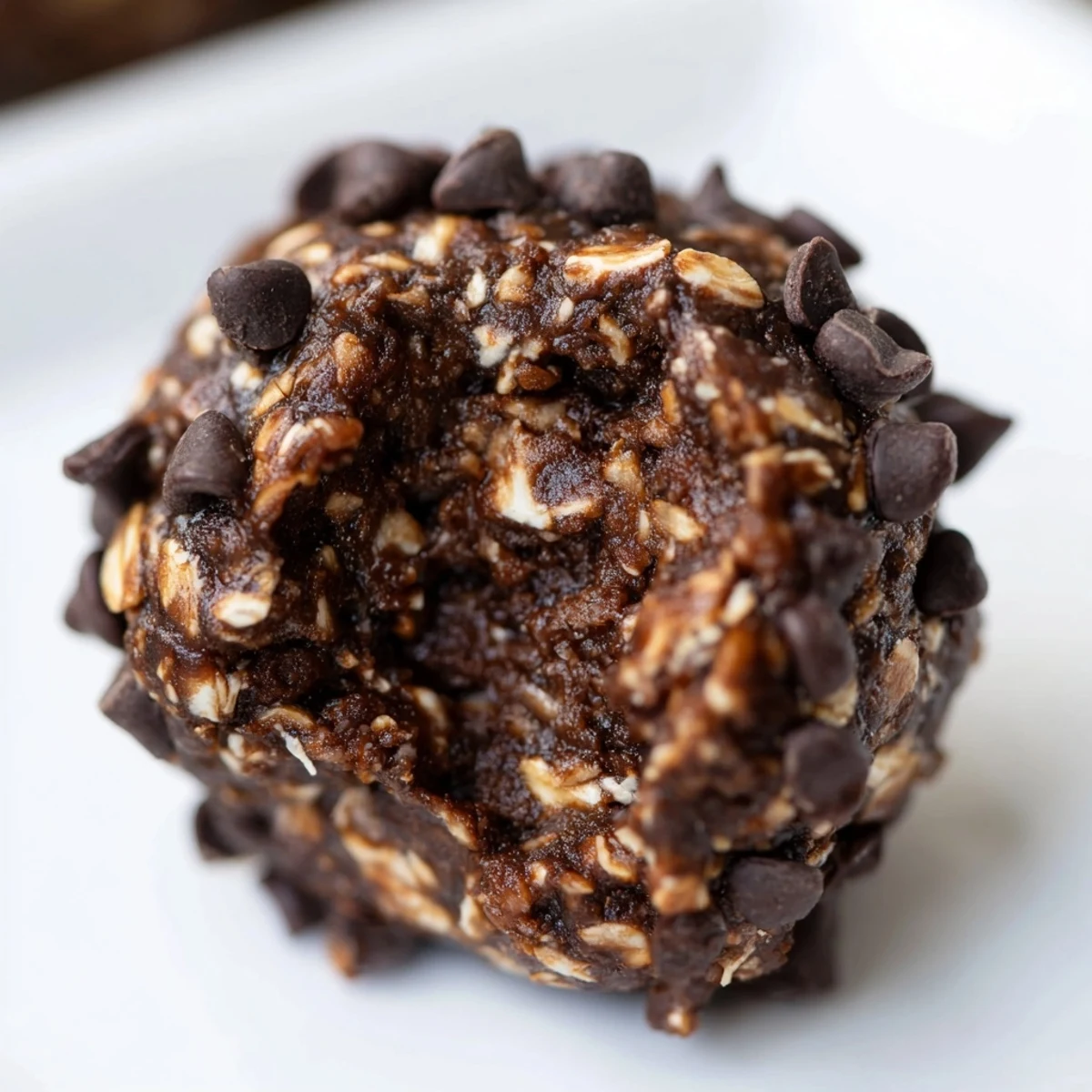 Homemade no bake brownie bites topped with chopped nuts and ready for party serving.