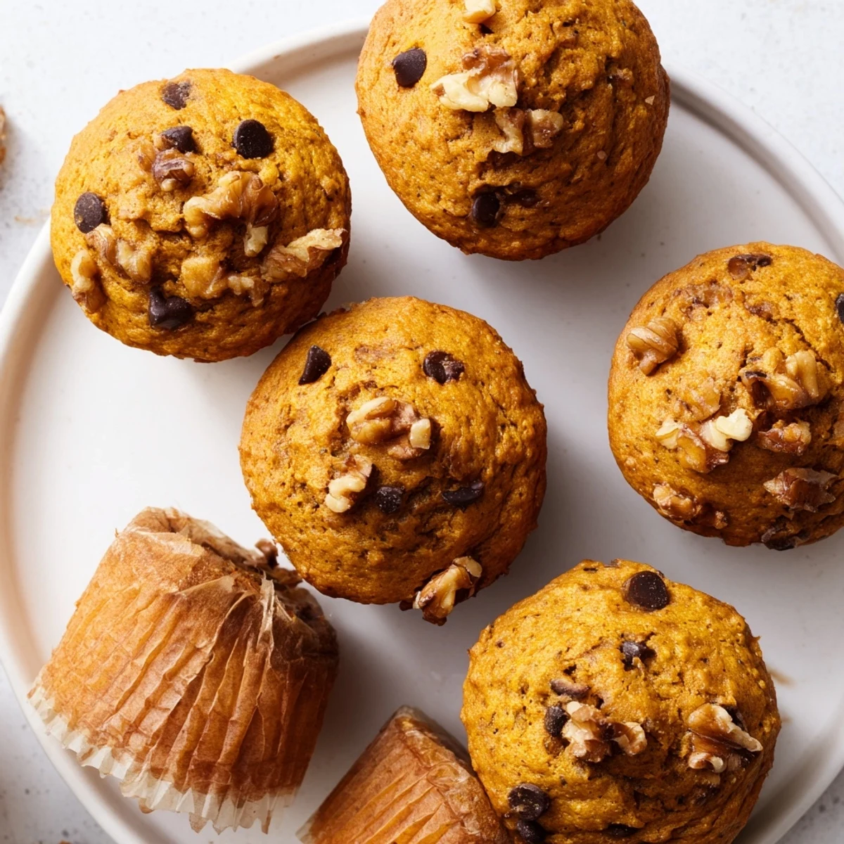 Freshly baked pumpkin banana muffins cooling on a wire rack with steam rising