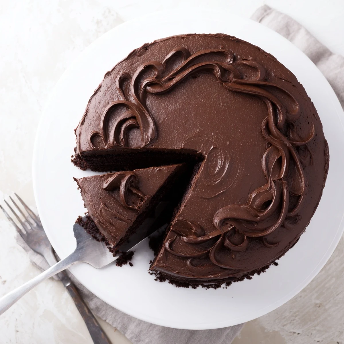 Decadent double-layer Matilda chocolate cake featuring rich cocoa buttercream and smooth ganache finish
