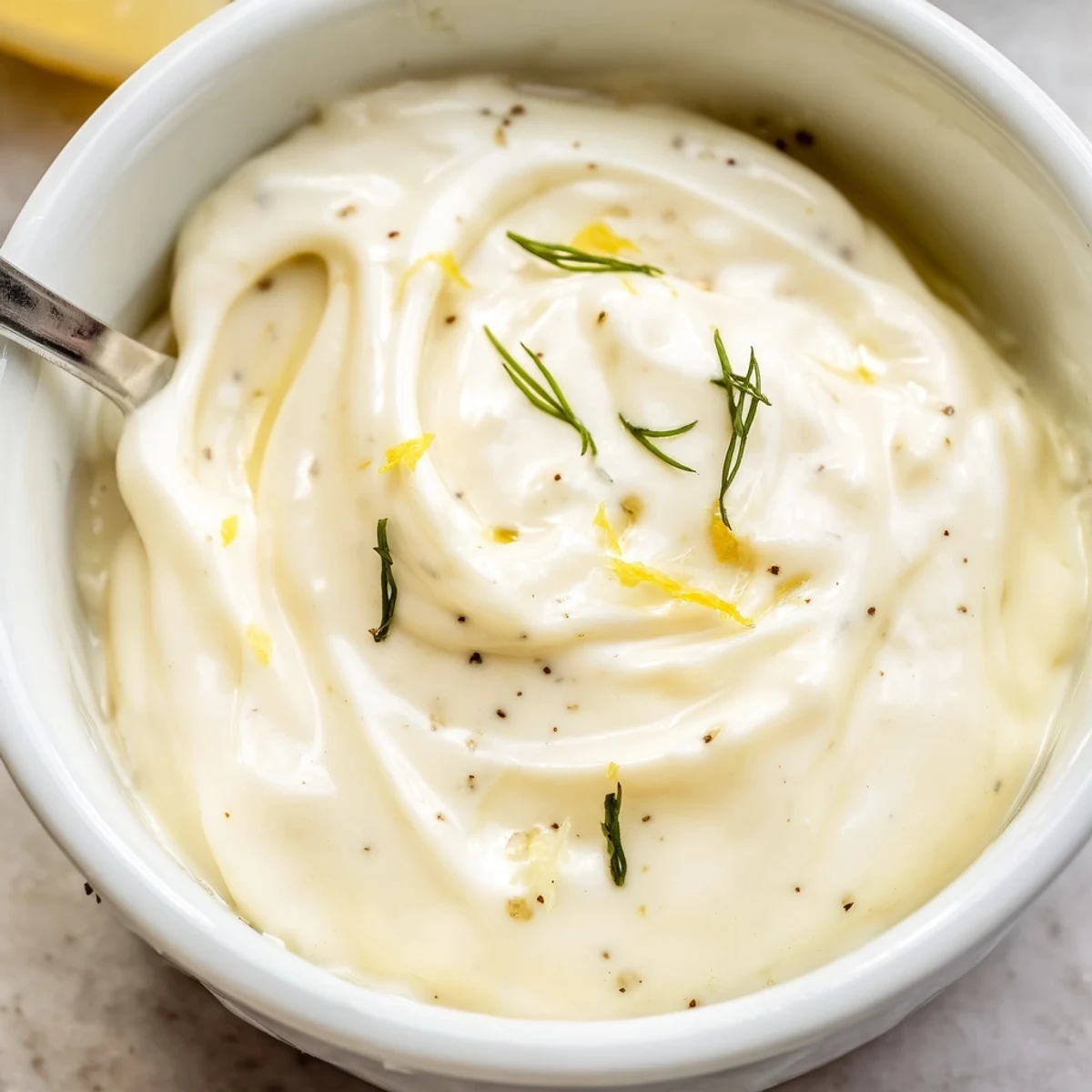 Creamy Tangy Sauce drizzled over grilled salmon, bright lemony, silky texture