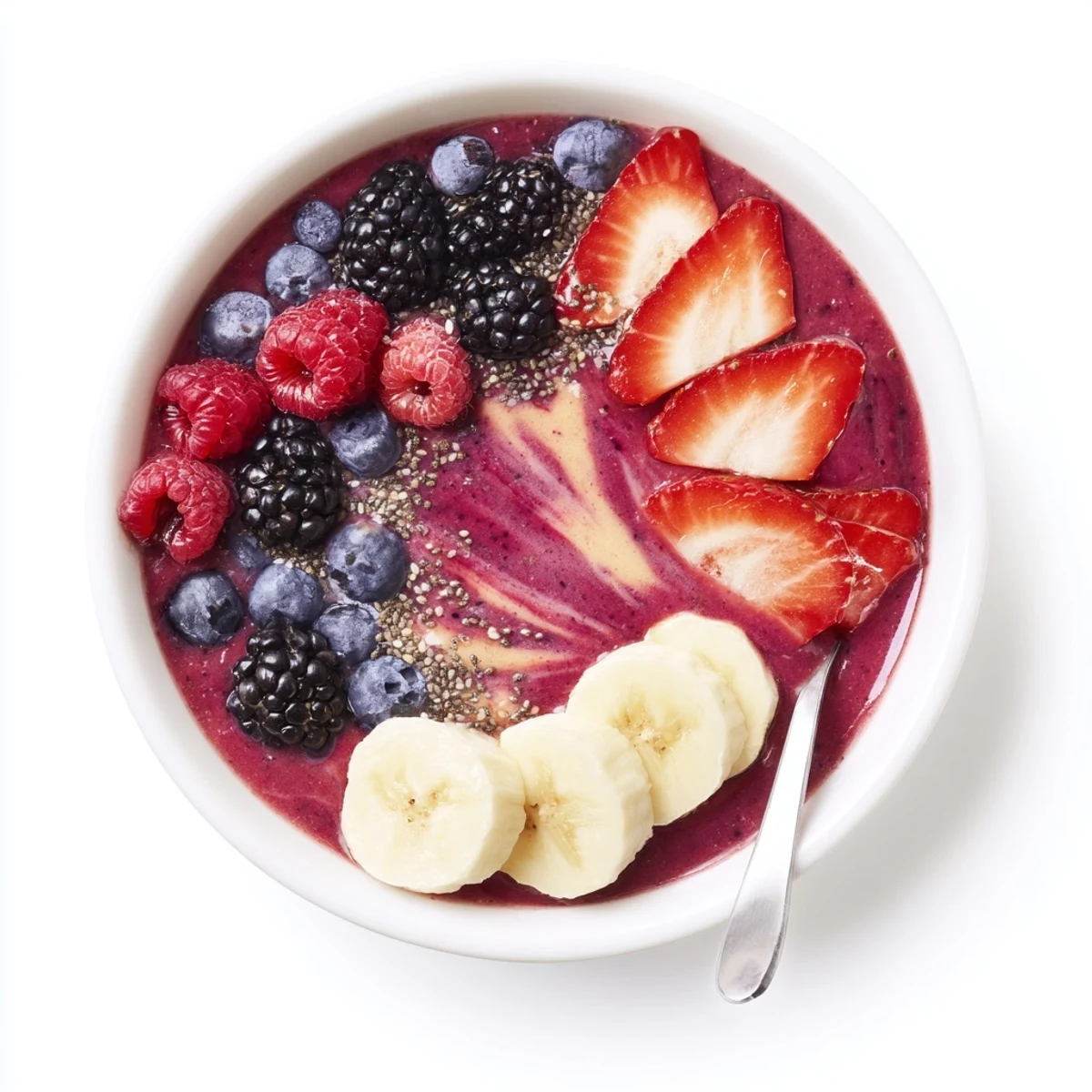 Bright Summer Berry Smoothie poured into mason jar, ideal refreshing breakfast
