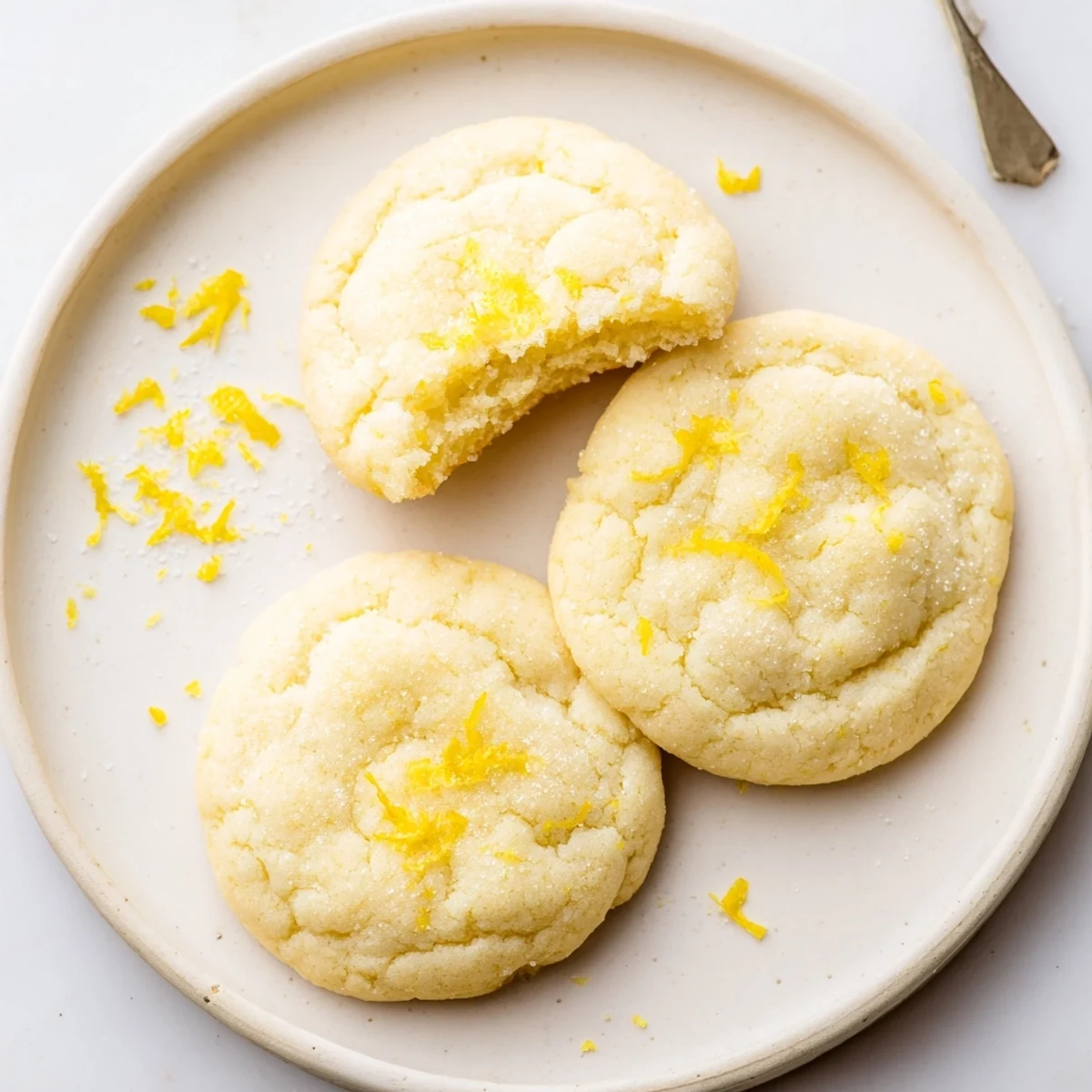 A stack of Soft Chewy Lemon Cookies, soft centers and bright aroma