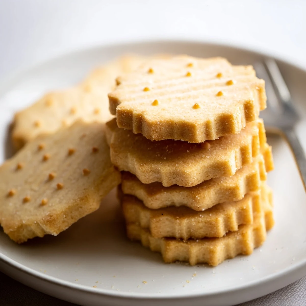 Crispy buttery Petit Beurre biscuits fresh from the oven with delicate fork-punched patterns