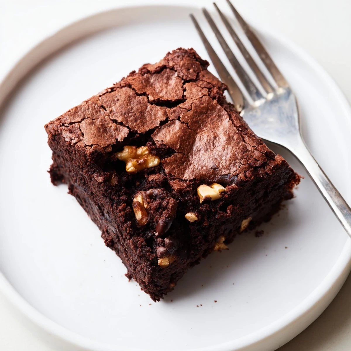 Decadent homemade brownies with crinkly edges and a moist fudgy center visible