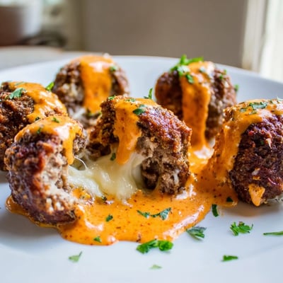 Cheese Stuffed Meatballs Spicy Sauce